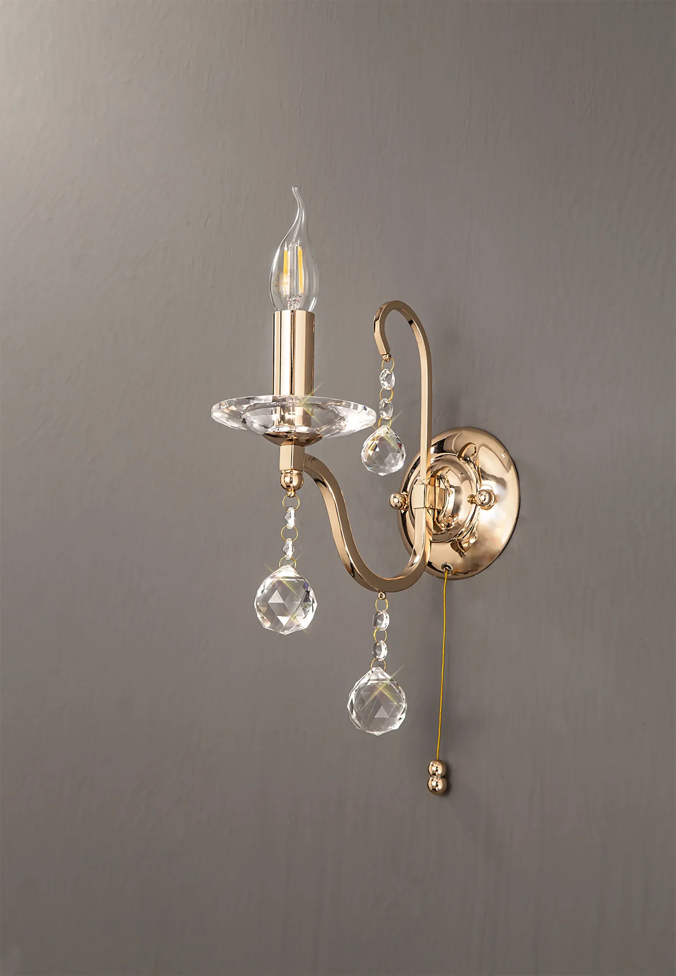 Bianco French Gold Crystal Wall Lights Diyas Armed Wall Lights